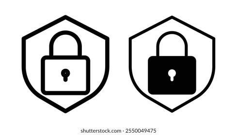 Icono de seguridad en negro y línea llena.