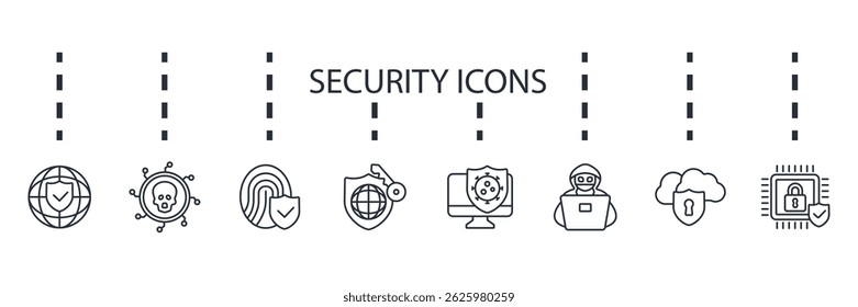 security icon set collection .design style with background
