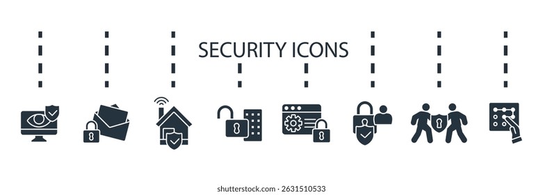 security icon set collection .design style with background