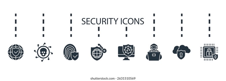 security icon set collection .design style with background