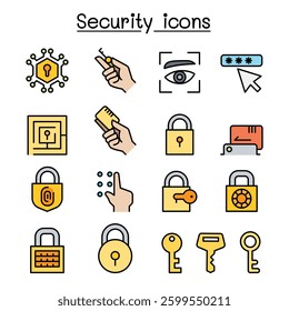 Security icon set in colorline style