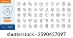 Security icon set. Containing security, protection, encryption, safety, insurance, sensor, locked, password, cybersecurity, and more. Vector illustration