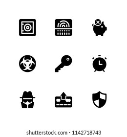 security icon set. credit card, biohazard and fingerprint scan vector icon for graphic design and web