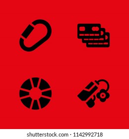 security icon set. credit card, gun and life preserver vector icon for graphic design and web