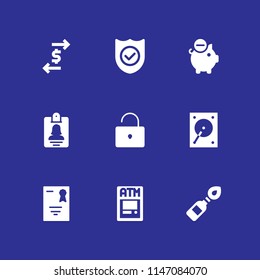 security icon set. diploma, atm and shield vector icon for graphic design and web