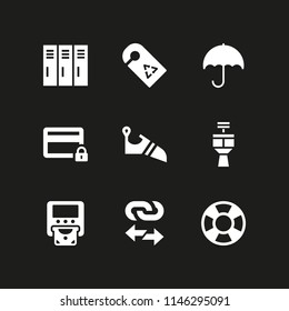security icon set with doorknob, umbrella and atm vector icons for web and graphic design