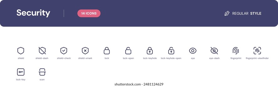 Security icon set. Essential UI Icons Set in Line Style. The set consists of essential and commonly-used icons that every UI designer needs.