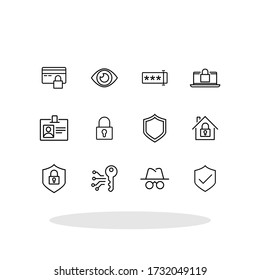 Security icon set in flat style. Secured symbols for your web site design, logo, app, UI Vector EPS 10.	