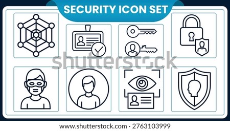 Security icon set line art illustrations for digital and physical protection