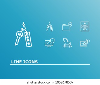 Security icon set and login form with trojan, network secure and secure folder. Phishing related security icon vector items for web UI logo design.