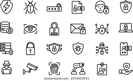 "Security Icon Set - Minimal Thin Line Design Collection"