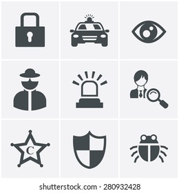 Security icon set on white background