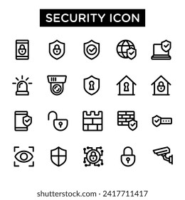 Conjunto de iconos de seguridad. Elemento vector de icono de seguridad resaltado. Adecuado para la ciberseguridad de la tecnología digital. 