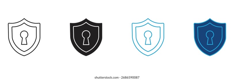 Conjunto de iconos de seguridad. Proteger los iconos de línea de seguridad. Elementos de diseño para el concepto de seguridad y protección, Ilustración vectorial.