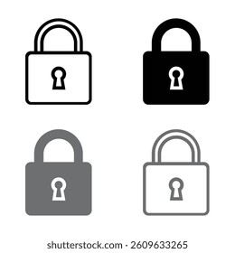Security icon set, security icon with shield and lock sign