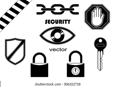security icon set / silhouette vector