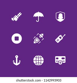 security icon set. stop, credit card and anchor vector icon for graphic design and web