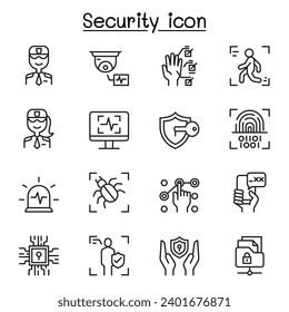 Security icon set in thin line style