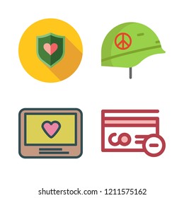 security icon set. vector set about monitor, helmet, credit card and shield icons set.