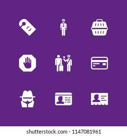 security icon set. verification, spy and id card vector icon for graphic design and web