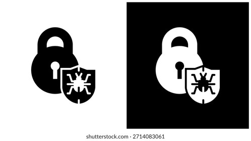 Icono de seguridad en el fondo blanco y negro