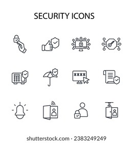 Security icon set.vector.Editable stroke.linear style sign for use web design,logo.Symbol illustration.