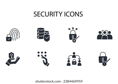 Security icon set.vector.Editable stroke.linear style sign for use web design,logo.Symbol illustration.