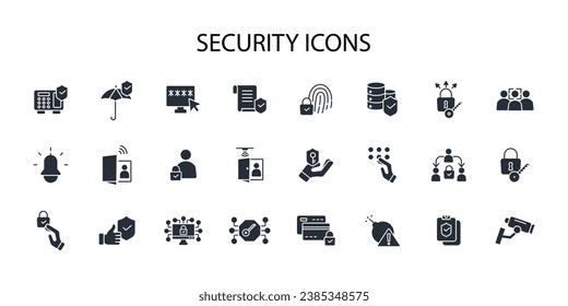Icono de seguridad set.vector.Curso editable.Signo de estilo lineal para usar diseño web,logotipo.Ilustración de símbolo.