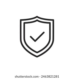 security icon. Shield with a checkmark in the middle Protection icon concept