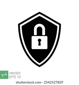 Security icon. Simple solid style. Shield secure, privacy protect, guarantee safe, network guard, safety concept. Glyph vector illustration symbol isolated on white background. EPS 10.