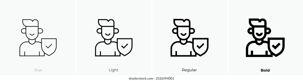 ícone de segurança. Design fino, leve, regular e negrito, isolado no fundo branco