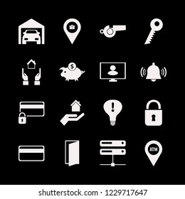 security icon. security vector icons set lock, credit card, whistle and gift location