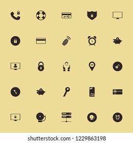 security icon. security vector icons set atm location, open lock, person monitor and hands house