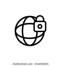 security icon, world and lock symbolize internet security