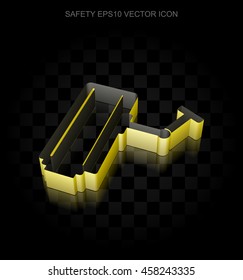Security icon: Yellow 3d Cctv Camera made of paper tape on black background, transparent shadow, EPS 10 vector illustration.