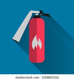 Security icon.Fire extinguisher icon with long shadow black,Simple design style.vector illustration