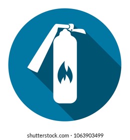 Security icon.Fire extinguisher icon with long shadow black,Simple design style.vector illustration