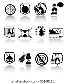 SECURITY ICONS BLACK,Easy tot manipulate, re-size or to edit