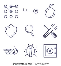 security icons .buttons set symbol vector elements for infographic web.