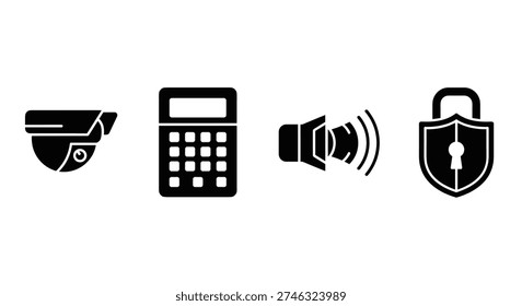 Security icons with calculator and lock