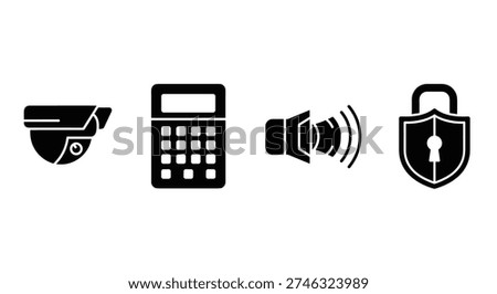 Security icons with calculator and lock