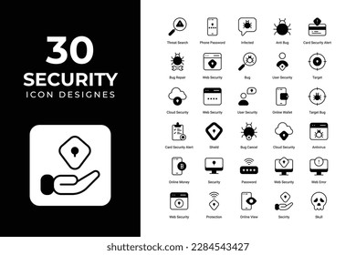 Security icons collection. cyber security, web security, internet security, cybercrime, etc. use for mobile app and web.	
