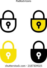 Security icons with different style. Lock icon. Security padlock locked. Simple protection sign isolated on white. Insurance and security symbols Vector illustration for web site design