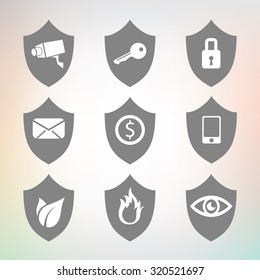 security icons, guard sign, without worry. 
