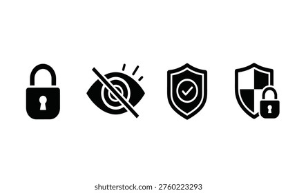 Security icons with lock and shield symbols