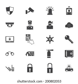 security icons, mono vector symbols