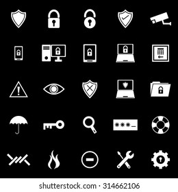 Security icons on black background, stock vector