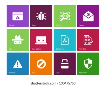 Security icons on color background. Vector illustration.