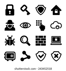 Security Icons on White Background. Vector Illustration