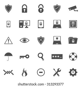 Security icons on white background, stock vector